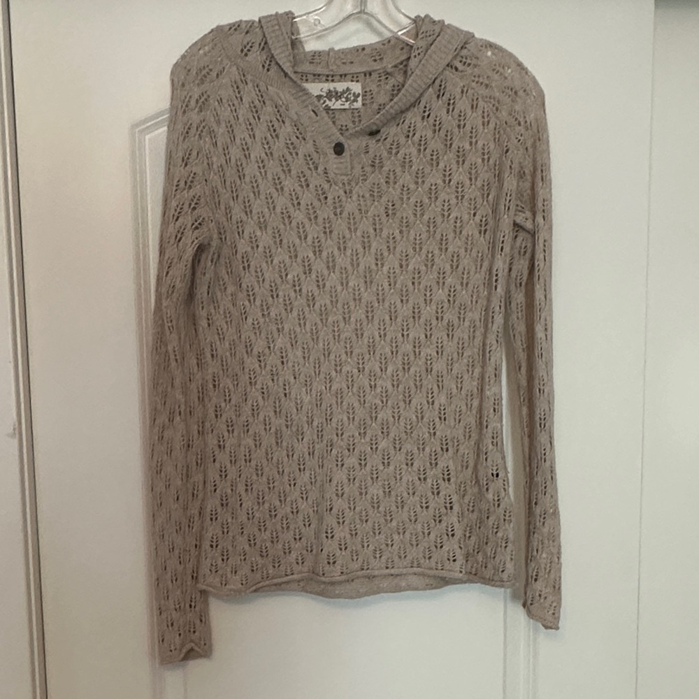 Beige Knit Hooded Sweater